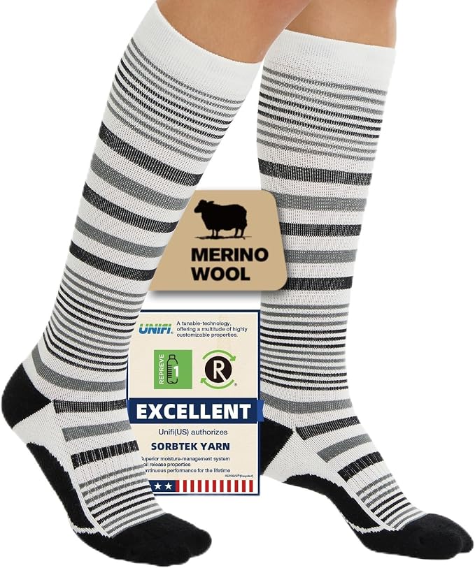 Merino Wool Compression Socks for Women Men, 15-20 mmHg Knee High Socks for by Unknown