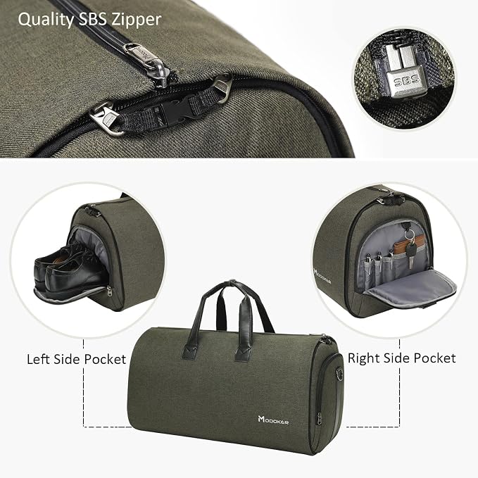 Convertible Garment Bag with Shoulder Strap, Modoker Carry on Garment Duffel Bag - Image 4