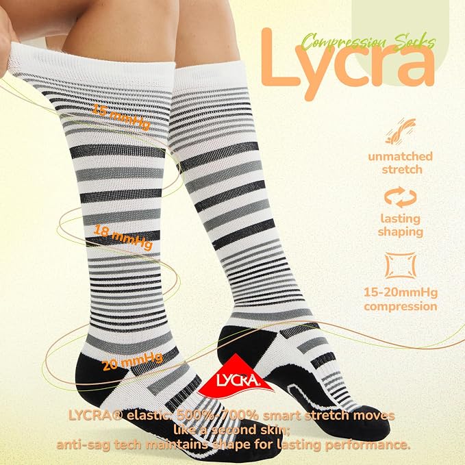 Merino Wool Compression Socks for Women Men, 15-20 mmHg Knee High Socks for - Image 5