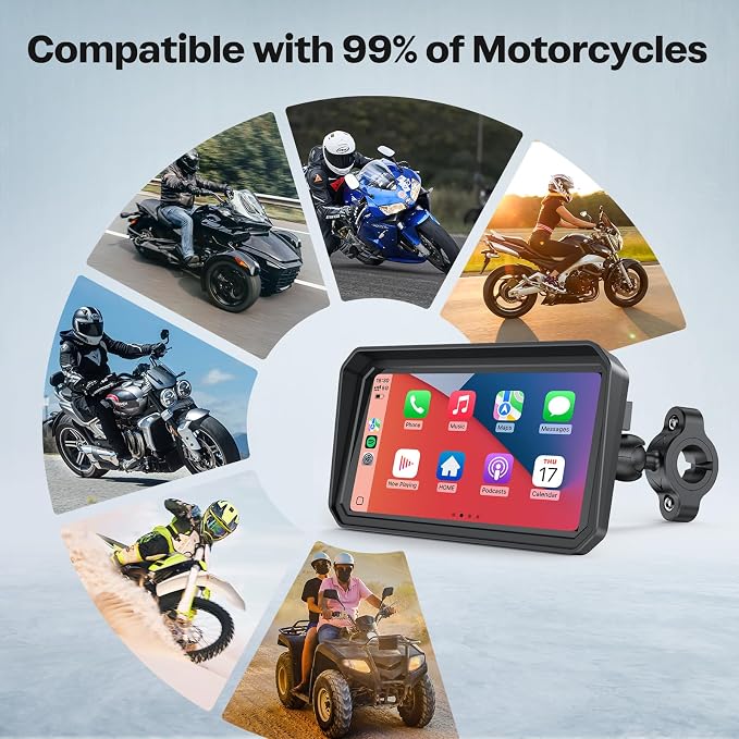 WonVon 6.25 Inch Wireless Motorcycle Carplay GPS Navigation System - Image 9