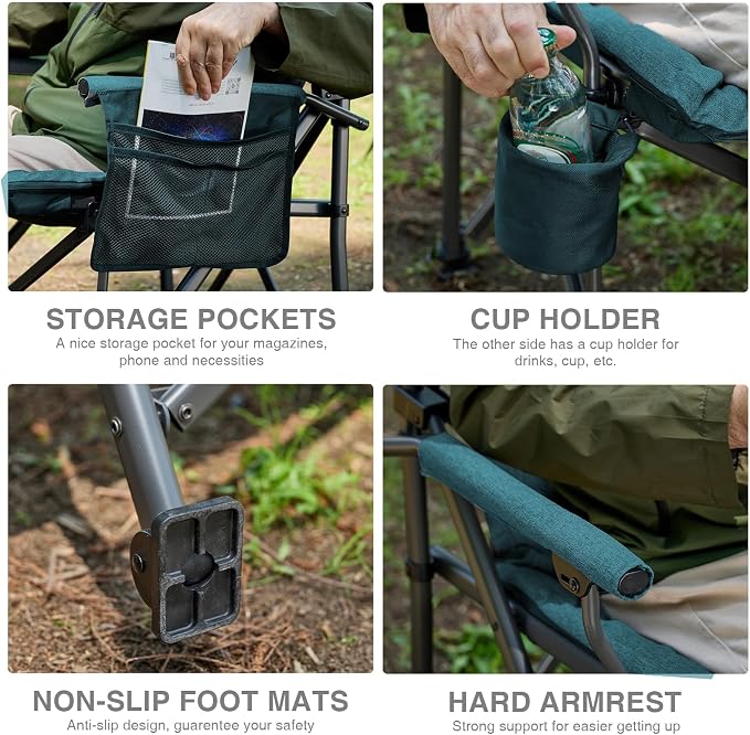 EVER ADVANCED Padded Oversized Folding Camping Chair - Image 5