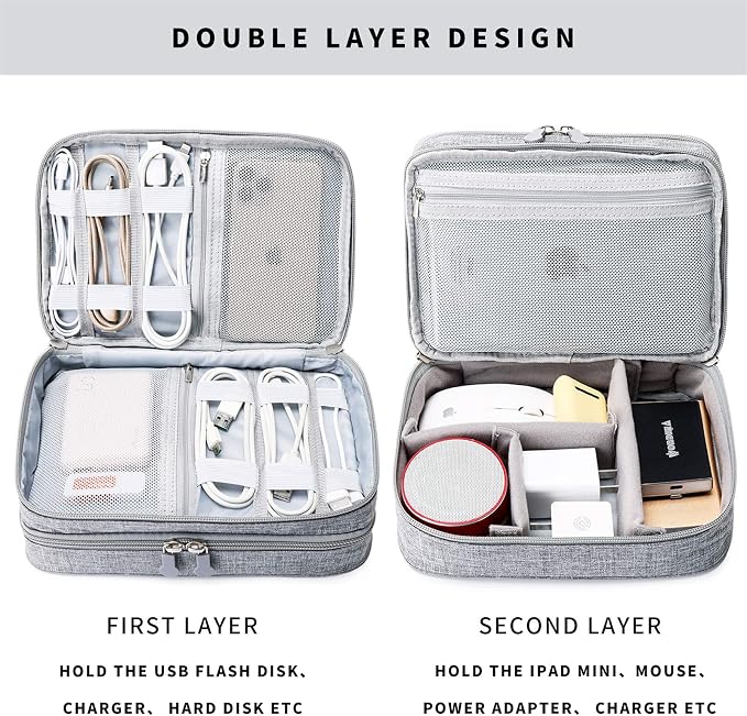 MIRLEWAIY Portable Electronics Accessories Organizer Bag Travel Charger Cable - Image 4