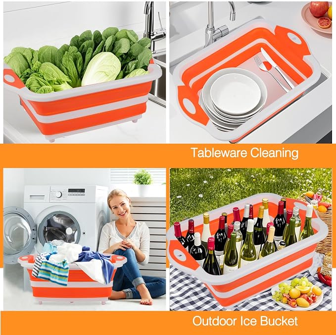 Collapsible BBQ Prep Tub/Cutting Board 10L, Foldable Dish Tub - Image 7