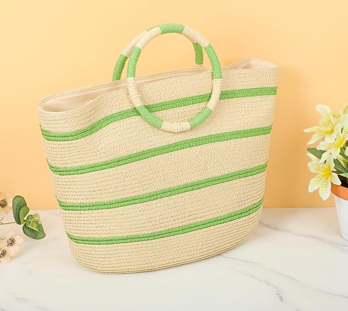 Beach Bags for Women Straw Tote Bag Summer Beach Bag Large Woven Straw Tote for - Image 7