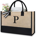 TOPDesign Initial Jute/Canvas Tote Bag, Personalized Present Bag, Suitable by TOPDesign