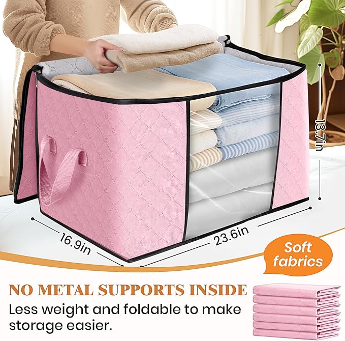 Fab totes 24 Gallons Clothes Storage, Foldable Thick Fabric Blanket Storage Bags - Image 2