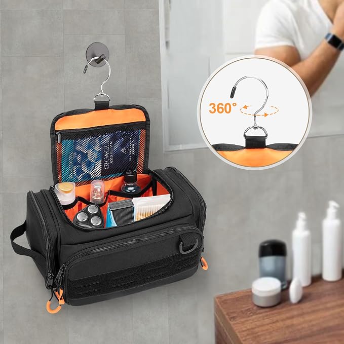 Tactical Toiletry Bag for Men, Hanging Hygiene Bag, Travel Dopp Kit Organizer - Image 4