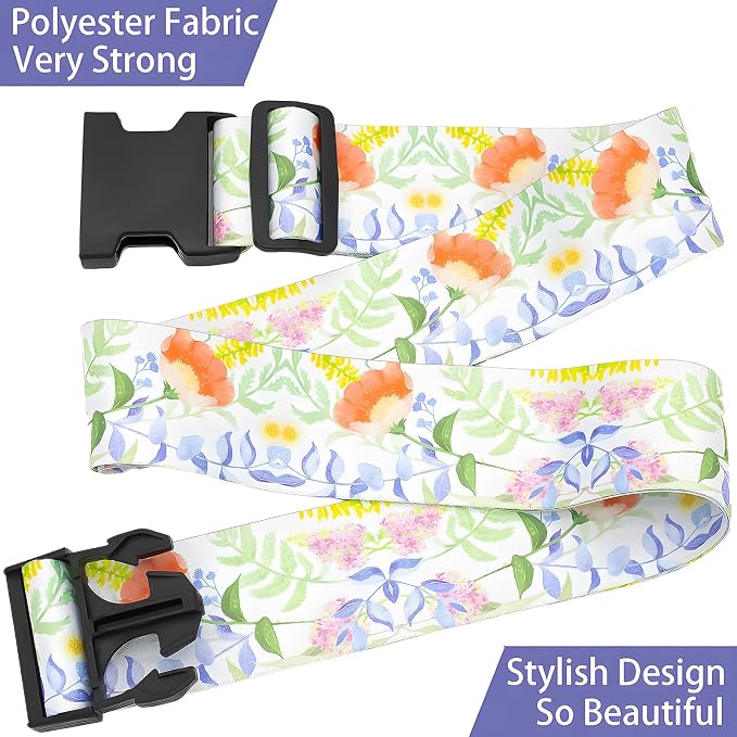 Roses Flowers Luggage Straps for Suitcases, Adjustable Luggage Travel Belts to - Image 5