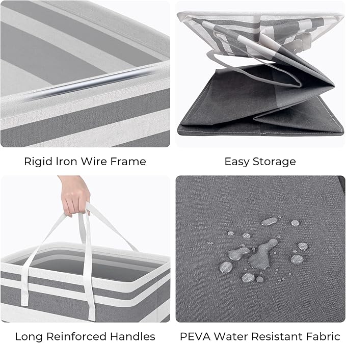 HomeHacks 2-Pack Large Laundry Basket, Waterproof, Freestanding Laundry Hamper - Image 2