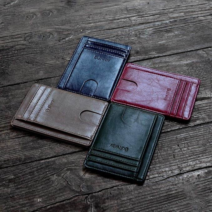 Buffway Slim Minimalist Front Pocket RFID Blocking Leather Wallets - Image 6