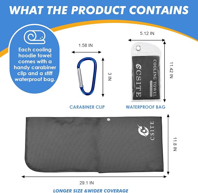 3 Pack Cooling Hoodie Towels for Neck and Face, UPF 50 Sun Protection & Instant - Image 6