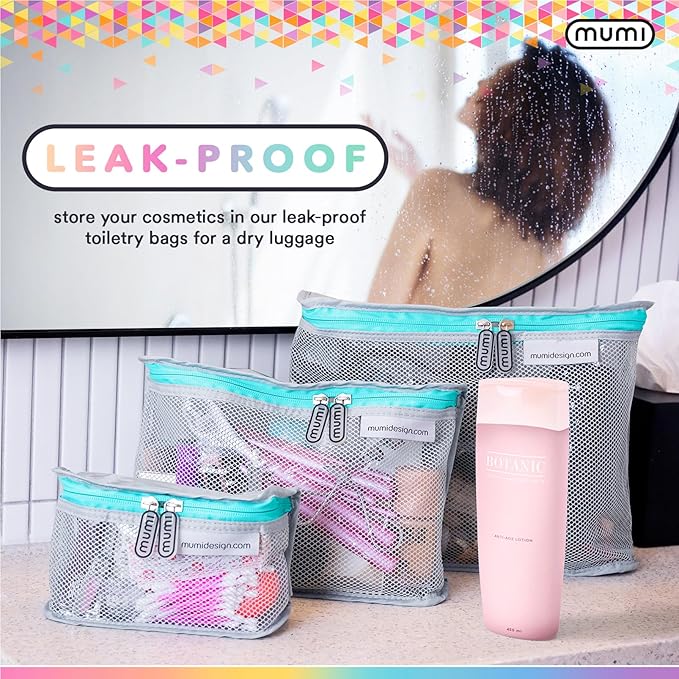 MUMI Travel Toiletry Bag Set of 3 – Clear TSA Approved Toiletry Bags - Image 3