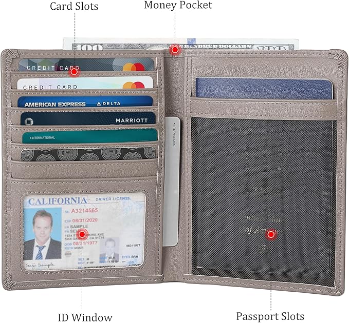 Polare Luxury RFID Blocking Leather Passport Holder Travel Wallet - Image 4
