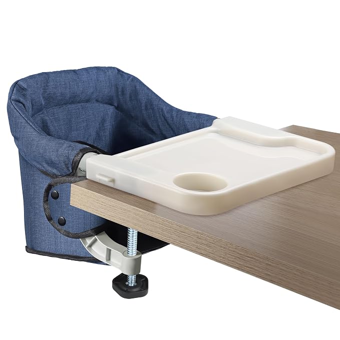 Hook On High Chair with Removable Dining Tray, Folding Portable Clip on Table by Toogel