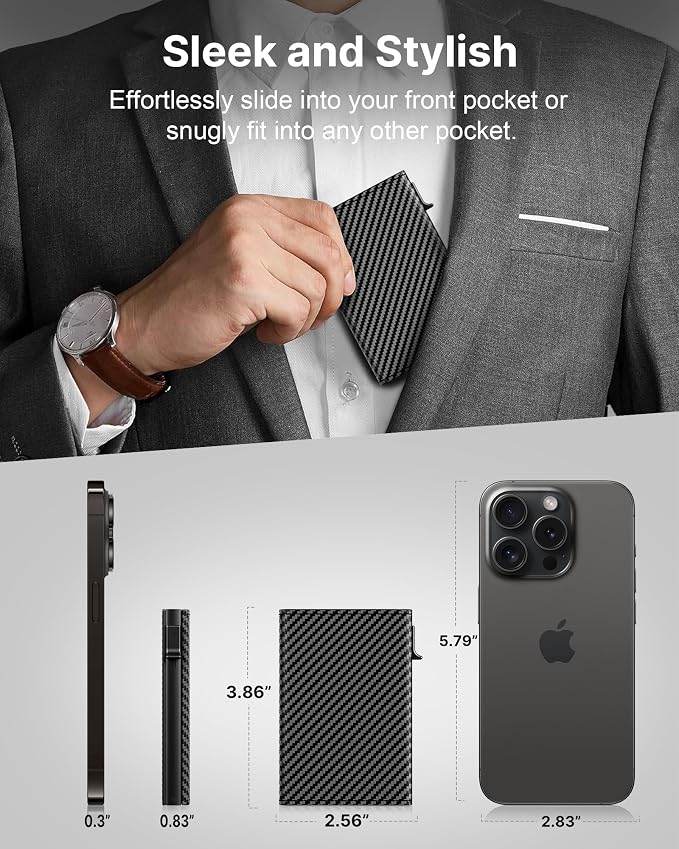 typecase Mens Wallet Card Holder: Pop Up Aluminum Case, Genuine Leather - Image 4