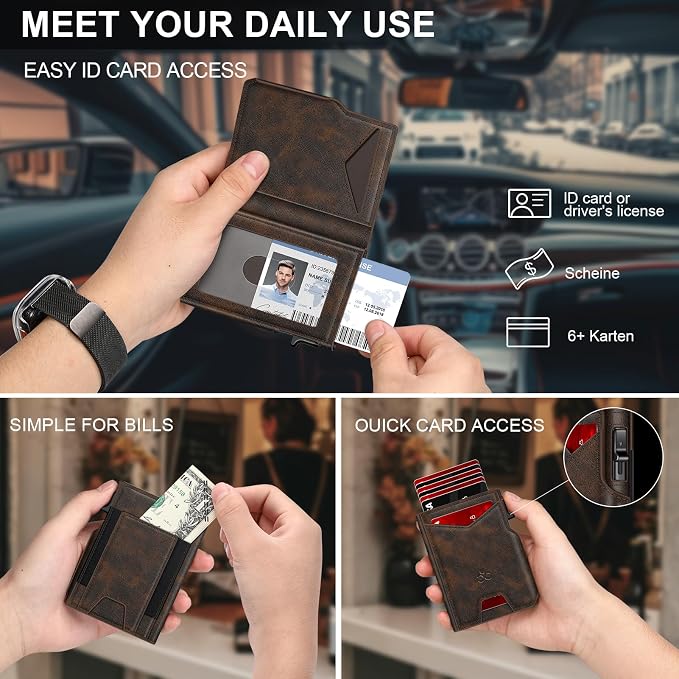 Wallet for Men Wallet with Slim Pop Up Card Holder 9-13 Cards, Bifold - Image 8