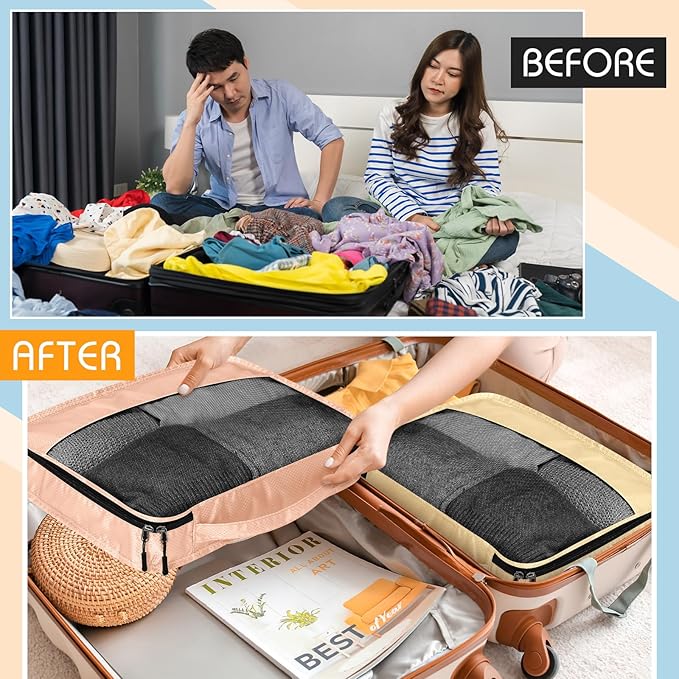 5 Pcs Packing Cubes for Suitcase Large Travel Cubes Carry on Luggage Organizer - Image 5