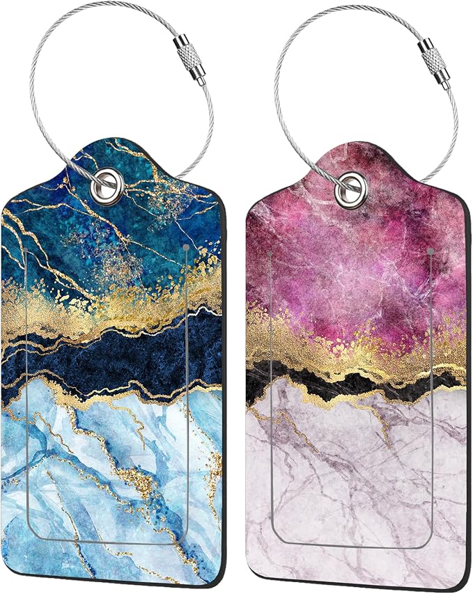 2 Pack Abstract Marble Luggage Tags by EOBKLAX