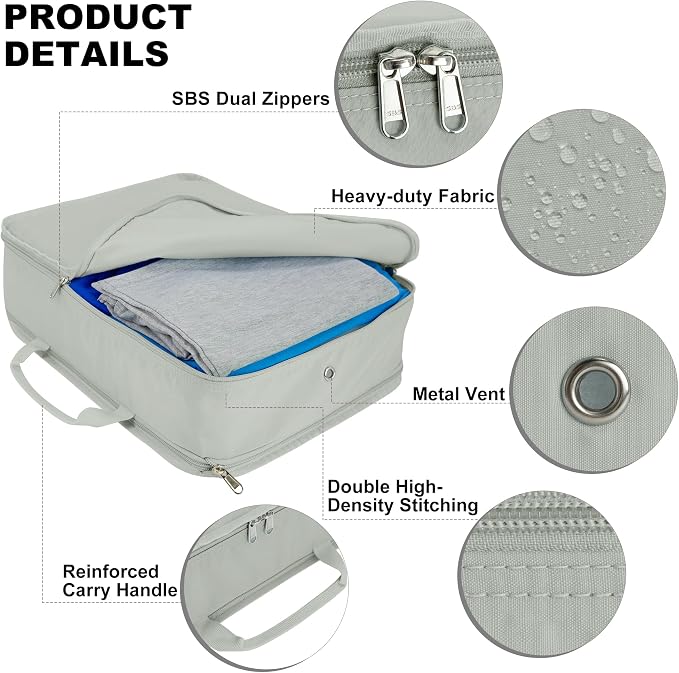 Compression Packing Cubes for Travel Essentials, 2 Pack Expandable Travel Cubes - Image 3