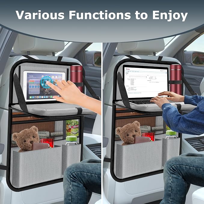 Car Backseat Organizer with table Tray, 9 Storage Pockets Backseat Car - Image 6