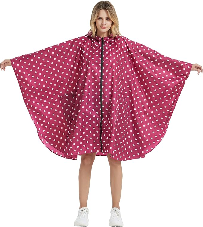 Rain Poncho Jacket Coat Hooded Zipper Style - Image 6