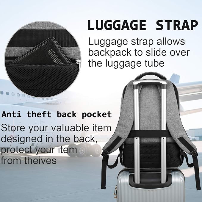 17 Inch Laptop Backpack, Business Anti Theft Slim Durable Laptops Backpack - Image 6
