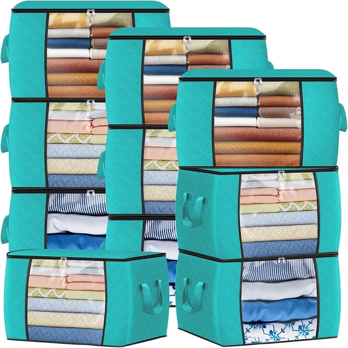 Fab totes 24 Gallons Clothes Storage, Foldable Thick Fabric Blanket Storage Bags by Fabtotes