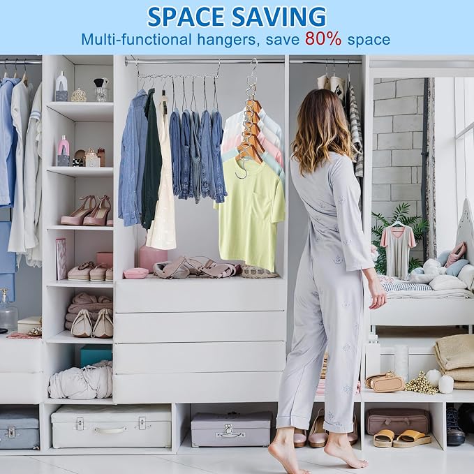 12 Pack Space Saving Hangers for Clothes, Heavy Duty 30Lbs Capacity Magic - Image 5