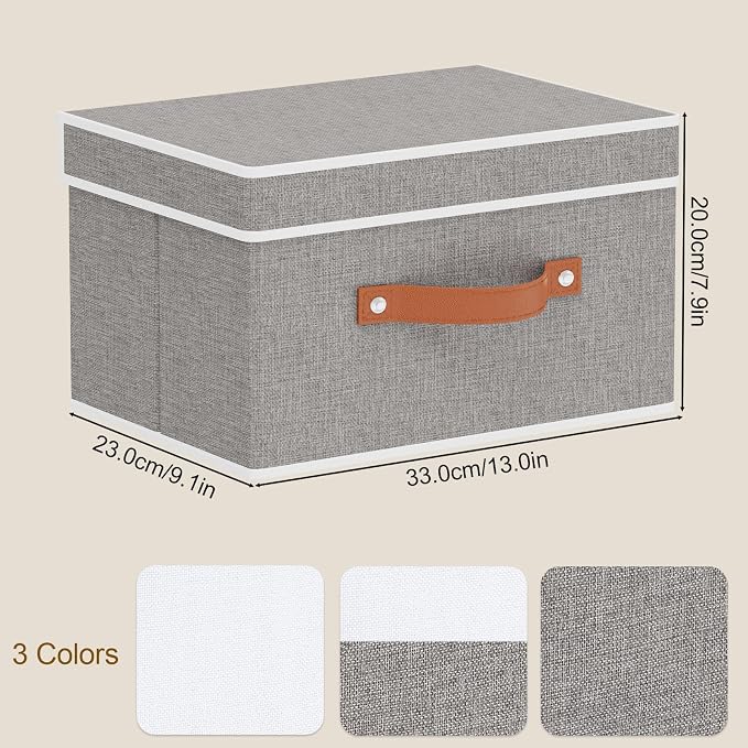Fabric Storage Bins with Lids, Linen Foldable Clothes Boxes, Closet Organizer - Image 6