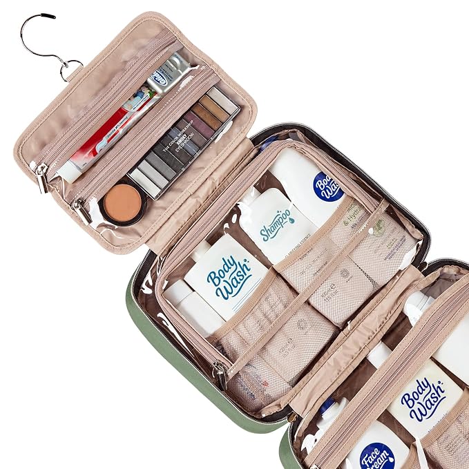 NISHEL Large Double Layer Travel Makeup Bag Women, Cosmetic Case, Organizer - Image 4