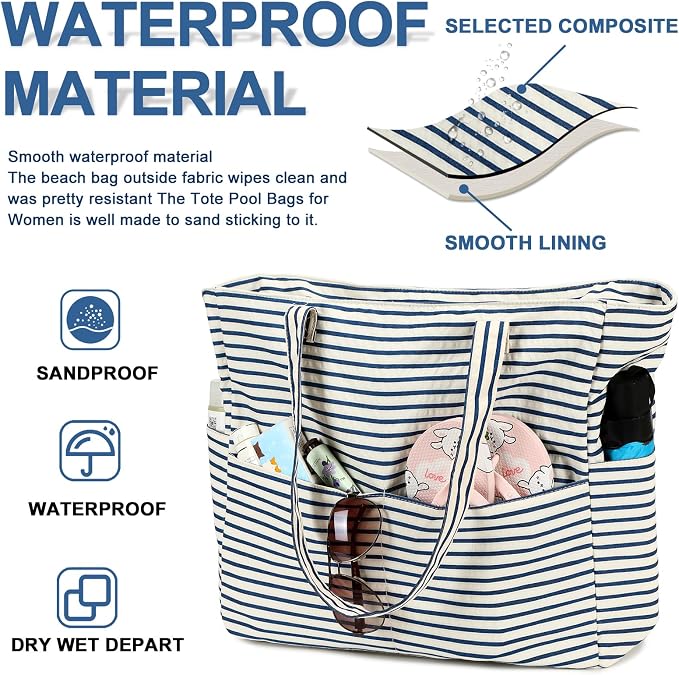 Beach Pool Bags Tote for Women Ladies Large Gym Tote Carry On Bag - Image 2