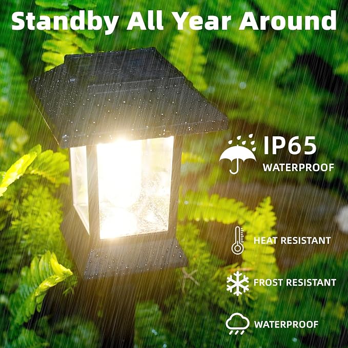 6 Pack Solar Pathway Lights Outdoor Waterproof, Dual-Use Stake & Hanging Lantern - Image 3
