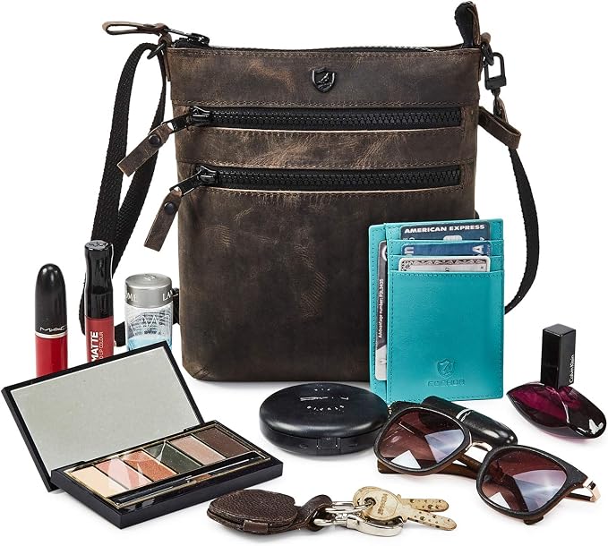 Crossbody Sling Bag for Women Small Real Leather Purse Vintage Travel Crossover - Image 6