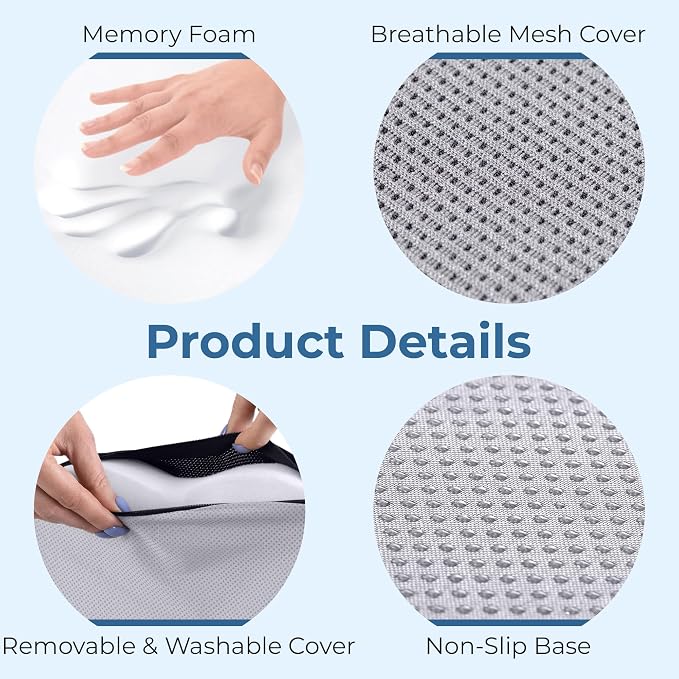5 STARS UNITED Seat Cushion for Tailbone Pain Relief – Memory Foam Cushion for - Image 7
