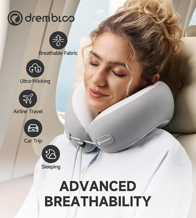 Travel Pillow for Airplane Sleep, 100% Memory Foam Neck Pillow for Deep Sleepers - Image 3