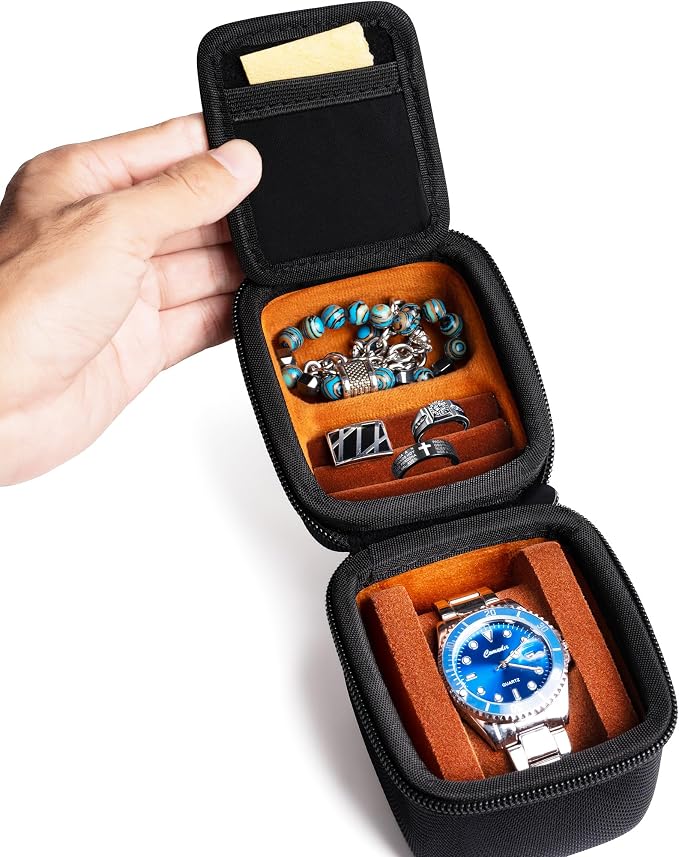 single watch travel case, hard watch case with/compartment by Unknown