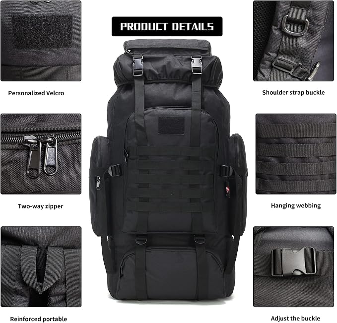Hiking Backpack for Men 70L/100L Camping Backpack Military Rucksack Molle 3 - Image 6