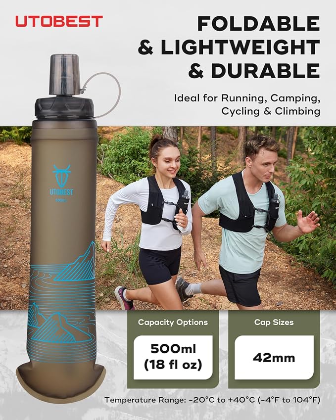 UTOBEST 500ml Soft Flask, 2 Pack Flexible TPU Hydration Water Bottle, - Image 5
