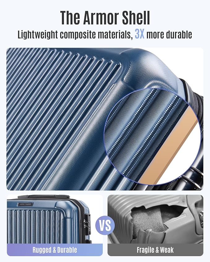 LIGHT FLIGHT Carry On Luggage 22x14x9 Airline Approved, Durable Hard Shell - Image 4