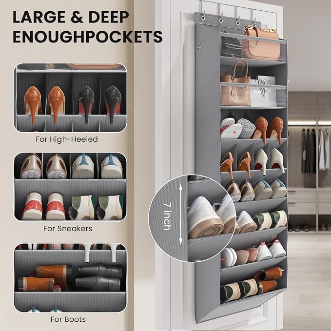 Over the Door Shoe Organizer for Closet, Shoes Rack - Image 4