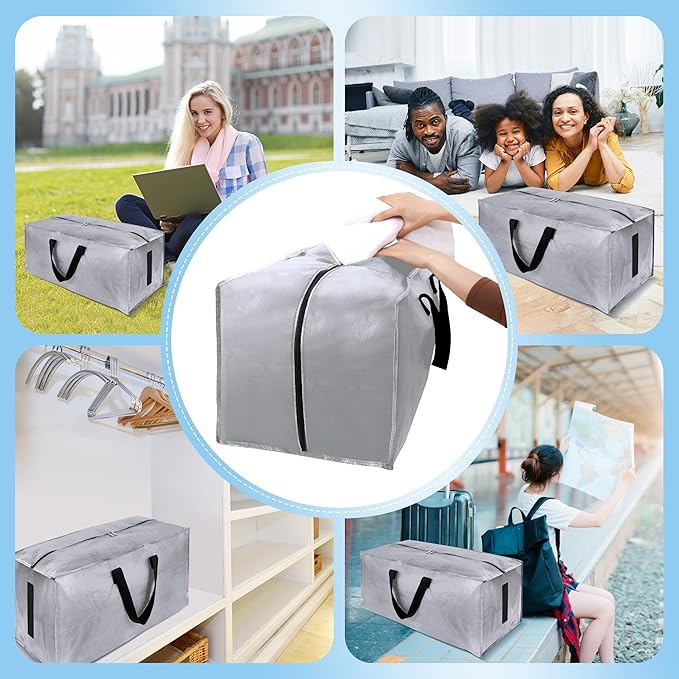 4 Pack Large Strong Bags with Zippers & Carrying Handles - Image 7