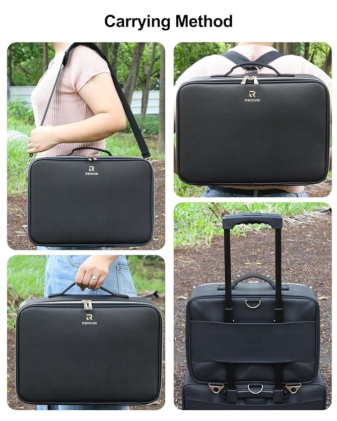 Relavel Travel Makeup Bag With LED Mirror, 16.2" Large Makeup Train Case - Image 6