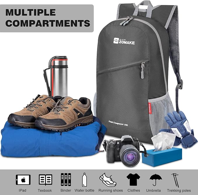 ZOMAKE Lightweight Packable Backpack 20L, Foldable Backpacks Small Daypack - Image 3