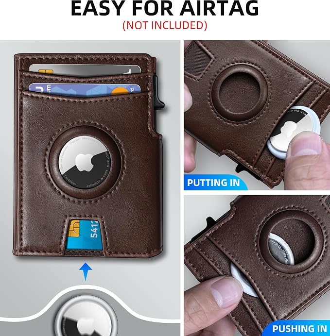 Airtag Wallet for Men, with Money Clip 10 Cards Metal Case Smart Slim Pop Up - Image 4