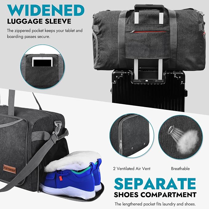 Canway 65L Travel Duffel Bag, Foldable Weekender Bag - Image 7