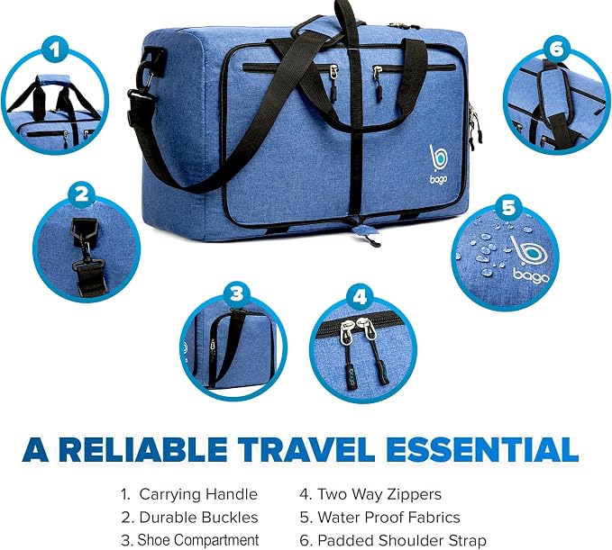 Bago Foldable Duffel Bags for Traveling Women & Men - 40L Sports Packable - Image 4