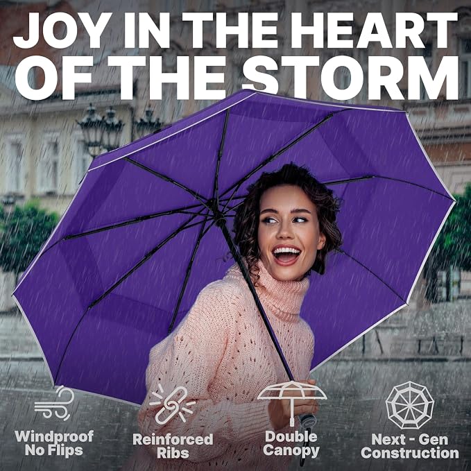 Royal Walk Windproof Folding Travel Umbrella Compact and Strong Luxurious Real - Image 4