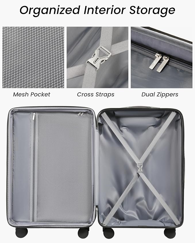 24 Inch Luggage with Spinner Wheels, Expandable Hardside Medium Checked Suitcase - Image 6