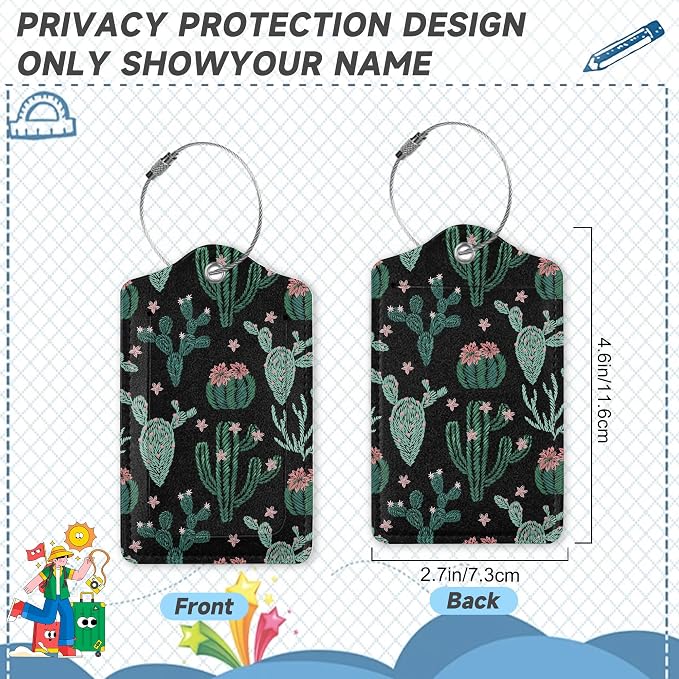 Abstract Cactus Plants Luggage Tag - Image 2