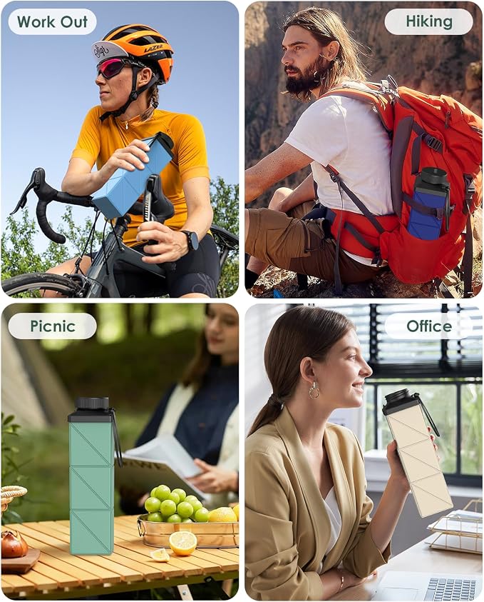 Collapsible Water Bottles, 2nd Generation Leakproof BPA-Free Travel Water - Image 7